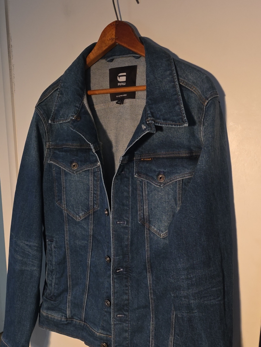G-Star Raw Men's Large Dark Blue Denim Jacket Broken In Perfectly